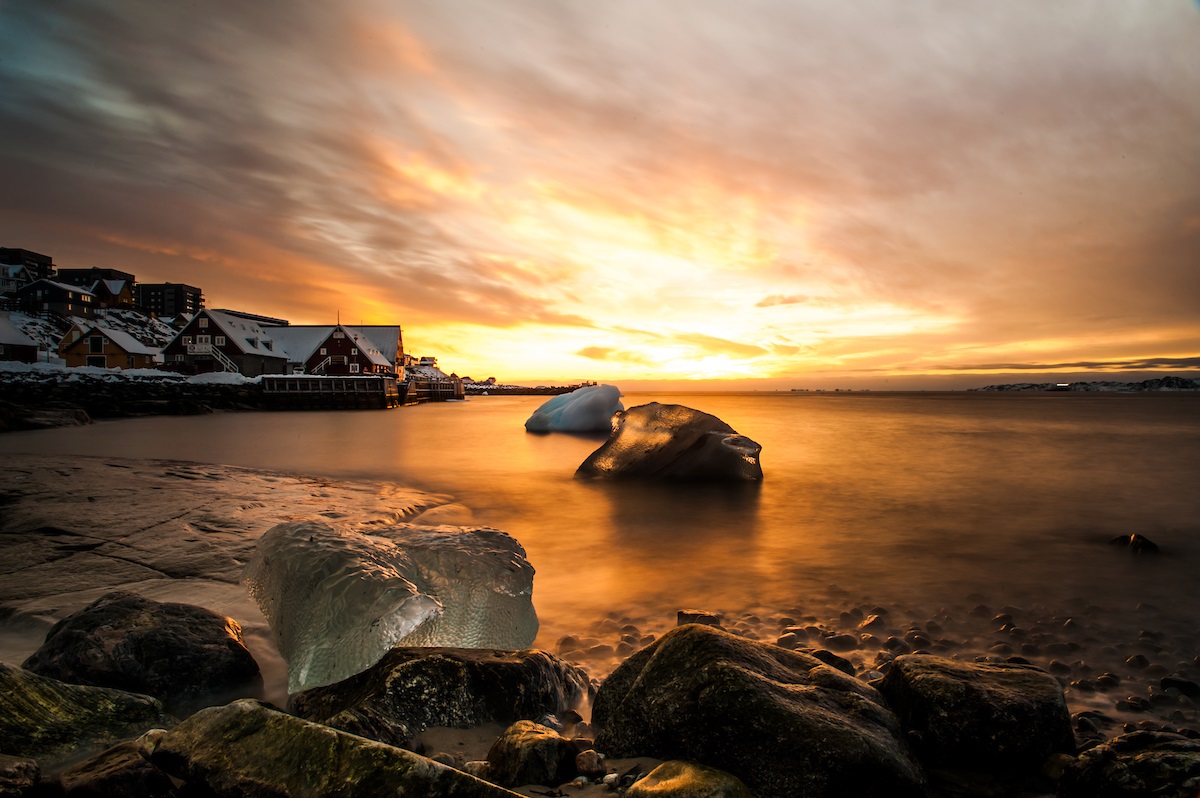 Sunset at the old colonial harbour in Greenland's capital Nuuk.jpg